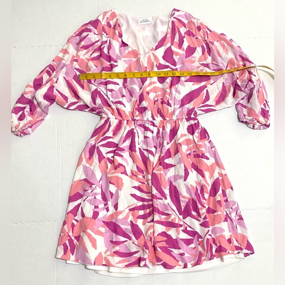 Emily Wonder Womens S Pink Floral V-Neck Dress Boho Preppy Classic Feminine - Picture 11 of 16